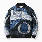 Personalized Geelong Cats Football Bomber Puffer Jacket Easter Egg Pattern Blue Monochrome Tribal Dot Style