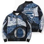 Personalized Geelong Cats Football Bomber Puffer Jacket Easter Egg Pattern Blue Monochrome Tribal Dot Style