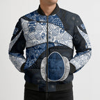 Personalized Geelong Cats Football Bomber Puffer Jacket Easter Egg Pattern Blue Monochrome Tribal Dot Style