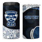 Personalized Geelong Cats Football 4 in 1 Can Cooler Tumbler Easter Egg Pattern Blue Monochrome Tribal Dot Style