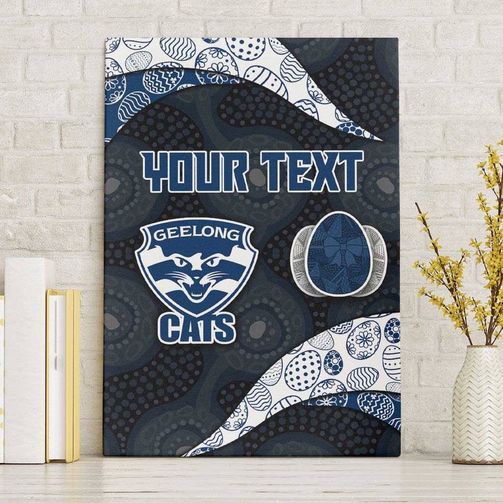 Personalized Geelong Cats Football Canvas Wall Art Easter Egg Pattern Blue Monochrome Tribal Dot Style