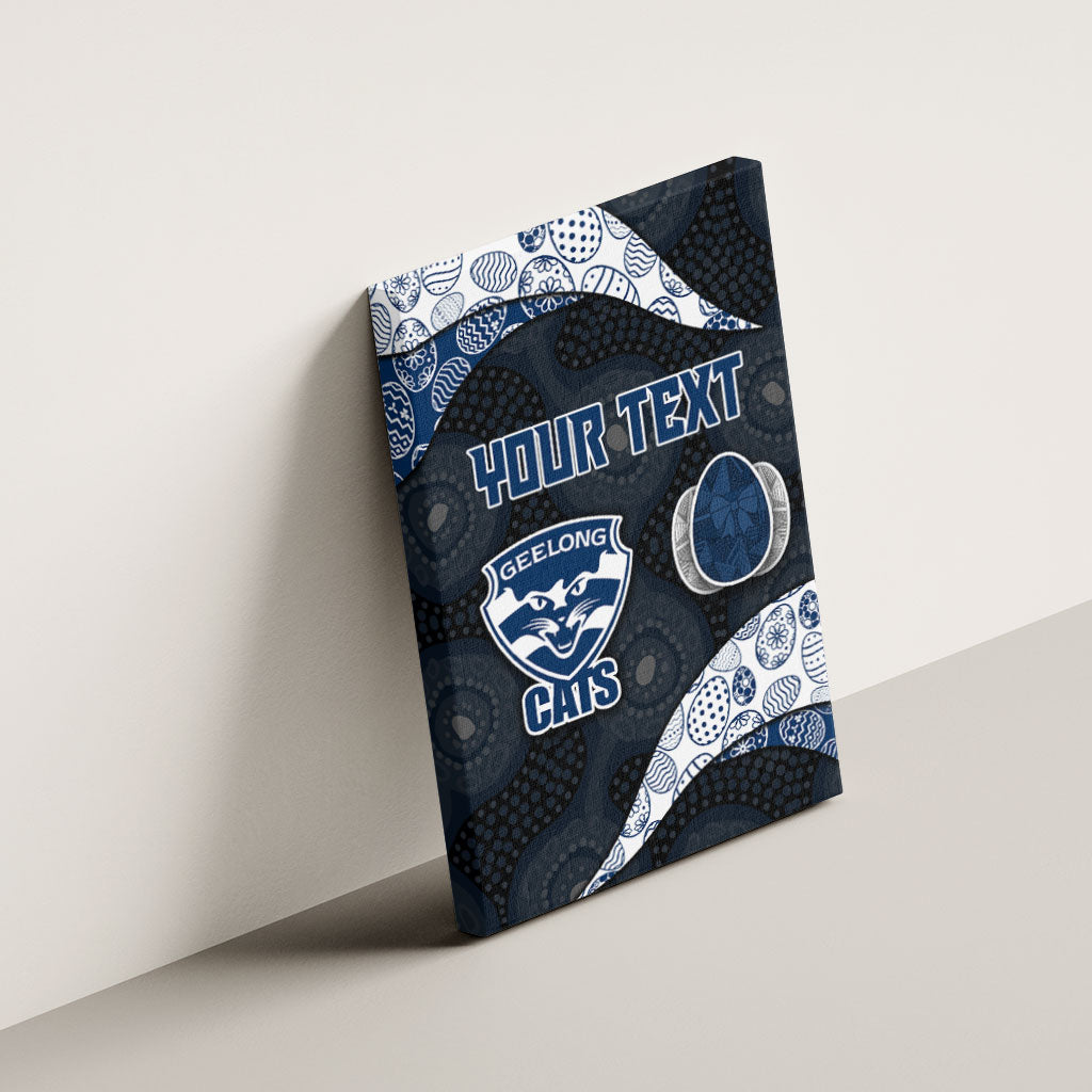 Personalized Geelong Cats Football Canvas Wall Art Easter Egg Pattern Blue Monochrome Tribal Dot Style