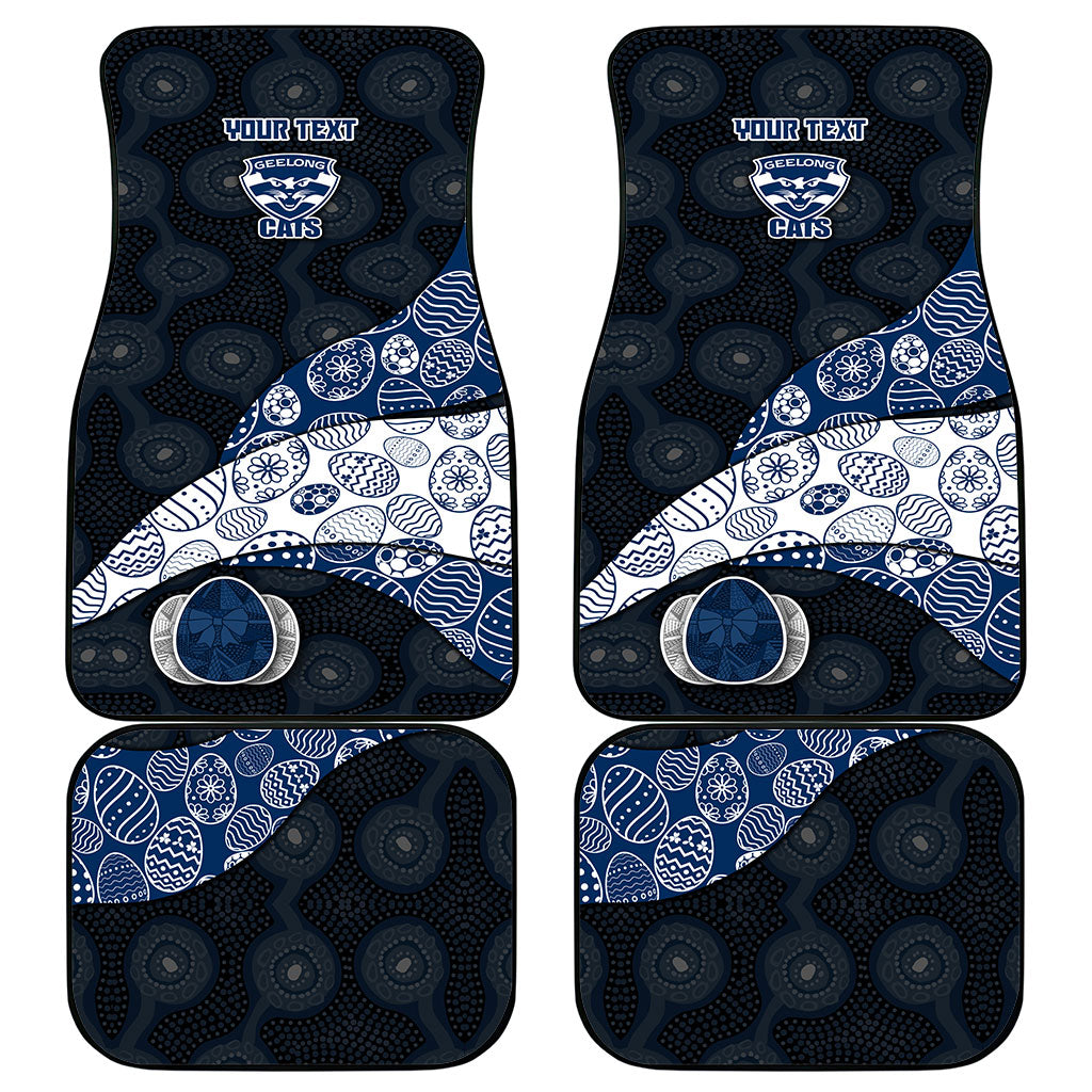 Personalized Geelong Cats Football Car Mats Easter Egg Pattern Blue Monochrome Tribal Dot Style