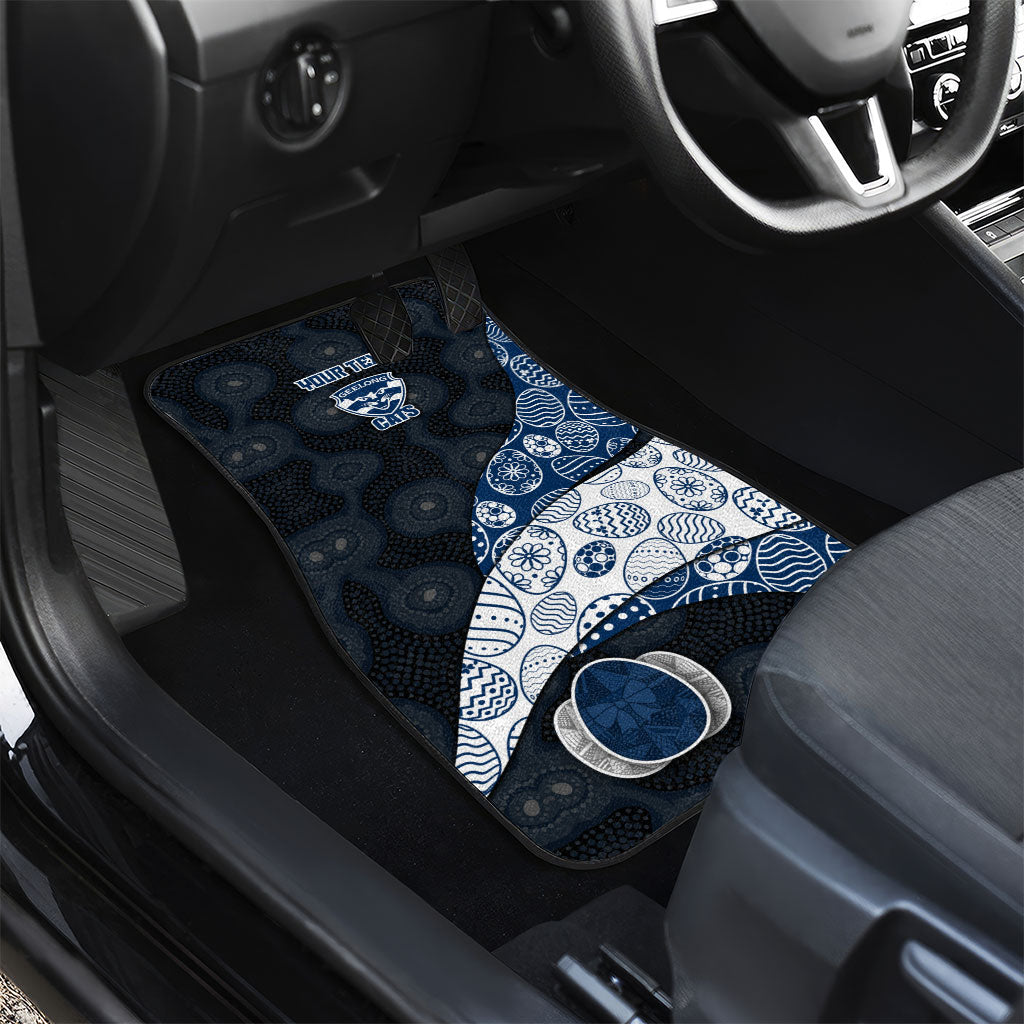 Personalized Geelong Cats Football Car Mats Easter Egg Pattern Blue Monochrome Tribal Dot Style