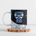 Personalized Geelong Cats Football Ceramic Mug Easter Egg Pattern Blue Monochrome Tribal Dot Style