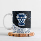 Personalized Geelong Cats Football Ceramic Mug Easter Egg Pattern Blue Monochrome Tribal Dot Style
