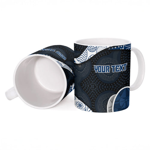 Personalized Geelong Cats Football Ceramic Mug Easter Egg Pattern Blue Monochrome Tribal Dot Style