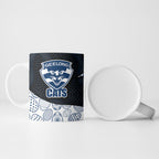 Personalized Geelong Cats Football Ceramic Mug Easter Egg Pattern Blue Monochrome Tribal Dot Style