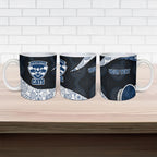 Personalized Geelong Cats Football Ceramic Mug Easter Egg Pattern Blue Monochrome Tribal Dot Style
