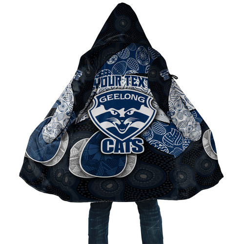Personalized Geelong Cats Football Cloak Easter Egg Pattern Blue Monochrome Tribal Dot Style