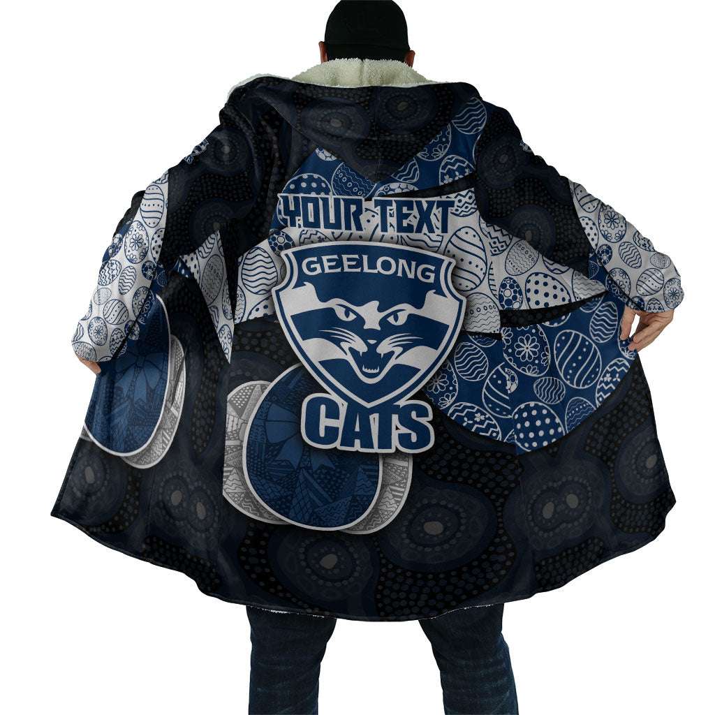 Personalized Geelong Cats Football Cloak Easter Egg Pattern Blue Monochrome Tribal Dot Style