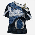 Personalized Geelong Cats Football Cross Shoulder Shirt Easter Egg Pattern Blue Monochrome Tribal Dot Style