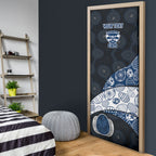 Personalized Geelong Cats Football Door Cover Easter Egg Pattern Blue Monochrome Tribal Dot Style