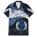 Personalized Geelong Cats Football Family Matching Off The Shoulder Long Sleeve Dress and Hawaiian Shirt Easter Egg Pattern Blue Monochrome Tribal Dot Style
