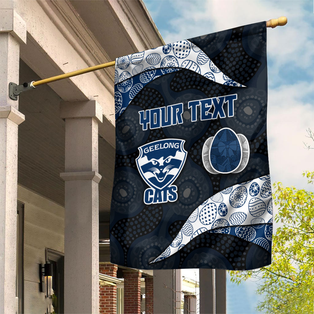 Personalized Geelong Cats Football Garden Flag Easter Egg Pattern Blue Monochrome Tribal Dot Style