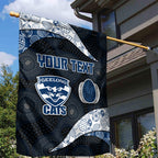 Personalized Geelong Cats Football Garden Flag Easter Egg Pattern Blue Monochrome Tribal Dot Style