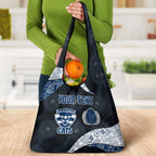 Personalized Geelong Cats Football Grocery Bag Easter Egg Pattern Blue Monochrome Tribal Dot Style