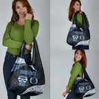 Personalized Geelong Cats Football Grocery Bag Easter Egg Pattern Blue Monochrome Tribal Dot Style