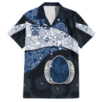 Personalized Geelong Cats Football Hawaiian Shirt Easter Egg Pattern Blue Monochrome Tribal Dot Style