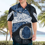 Personalized Geelong Cats Football Hawaiian Shirt Easter Egg Pattern Blue Monochrome Tribal Dot Style