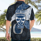 Personalized Geelong Cats Football Hawaiian Shirt Easter Egg Pattern Blue Monochrome Tribal Dot Style