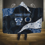 Personalized Geelong Cats Football Hooded Blanket Easter Egg Pattern Blue Monochrome Tribal Dot Style