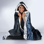 Personalized Geelong Cats Football Hooded Blanket Easter Egg Pattern Blue Monochrome Tribal Dot Style