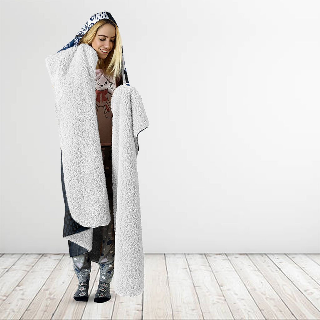 Personalized Geelong Cats Football Hooded Blanket Easter Egg Pattern Blue Monochrome Tribal Dot Style