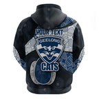 Personalized Geelong Cats Football Hoodie Easter Egg Pattern Blue Monochrome Tribal Dot Style