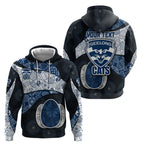 Personalized Geelong Cats Football Hoodie Easter Egg Pattern Blue Monochrome Tribal Dot Style