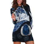 Personalized Geelong Cats Football Hoodie Dress Easter Egg Pattern Blue Monochrome Tribal Dot Style