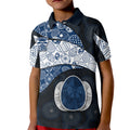 Personalized Geelong Cats Football Kid Polo Shirt Easter Egg Pattern Blue Monochrome Tribal Dot Style