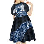 Personalized Geelong Cats Football Kid Short Sleeve Dress Easter Egg Pattern Blue Monochrome Tribal Dot Style
