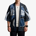 Personalized Geelong Cats Football Kimono Easter Egg Pattern Blue Monochrome Tribal Dot Style