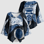 Personalized Geelong Cats Football Kimono Sleeve Blouse Easter Egg Pattern Blue Monochrome Tribal Dot Style
