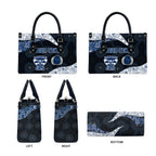 Personalized Geelong Cats Football Leather Bag Easter Egg Pattern Blue Monochrome Tribal Dot Style