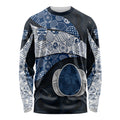 Personalized Geelong Cats Football Long Sleeve Shirt Easter Egg Pattern Blue Monochrome Tribal Dot Style