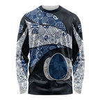 Personalized Geelong Cats Football Long Sleeve Shirt Easter Egg Pattern Blue Monochrome Tribal Dot Style