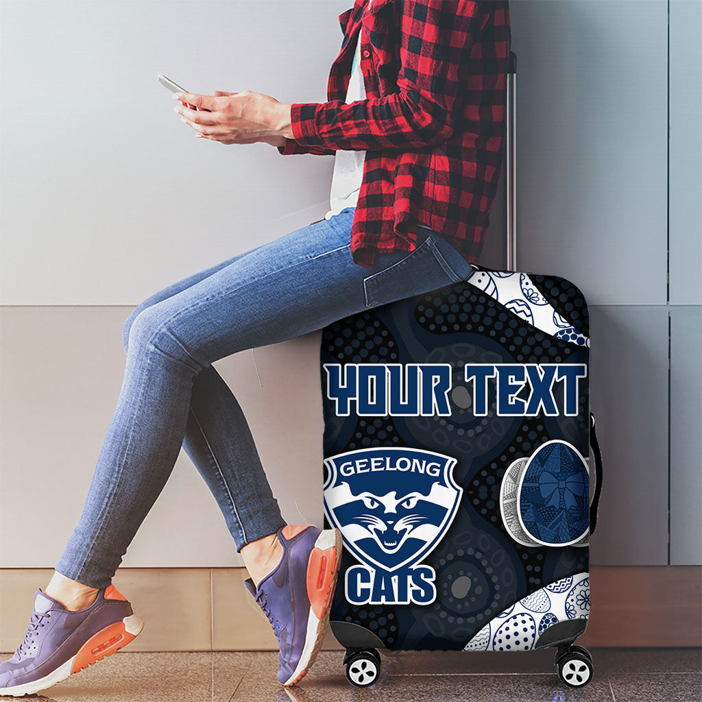 Personalized Geelong Cats Football Luggage Cover Easter Egg Pattern Blue Monochrome Tribal Dot Style