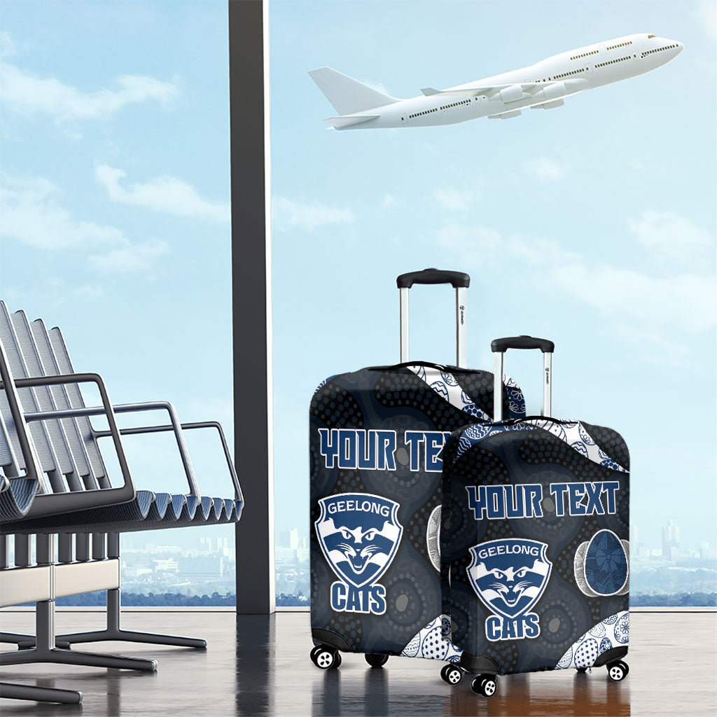Personalized Geelong Cats Football Luggage Cover Easter Egg Pattern Blue Monochrome Tribal Dot Style