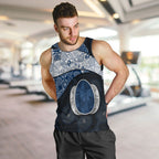 Personalized Geelong Cats Football Men Tank Top Easter Egg Pattern Blue Monochrome Tribal Dot Style