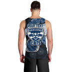 Personalized Geelong Cats Football Men Tank Top Easter Egg Pattern Blue Monochrome Tribal Dot Style