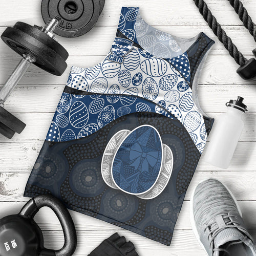 Personalized Geelong Cats Football Men Tank Top Easter Egg Pattern Blue Monochrome Tribal Dot Style