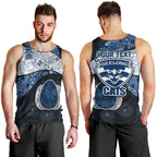 Personalized Geelong Cats Football Men Tank Top Easter Egg Pattern Blue Monochrome Tribal Dot Style