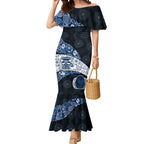 Personalized Geelong Cats Football Mermaid Dress Easter Egg Pattern Blue Monochrome Tribal Dot Style