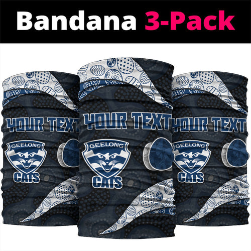 Personalized Geelong Cats Football Neck Gaiter Easter Egg Pattern Blue Monochrome Tribal Dot Style