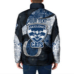 Personalized Geelong Cats Football Padded Jacket Easter Egg Pattern Blue Monochrome Tribal Dot Style