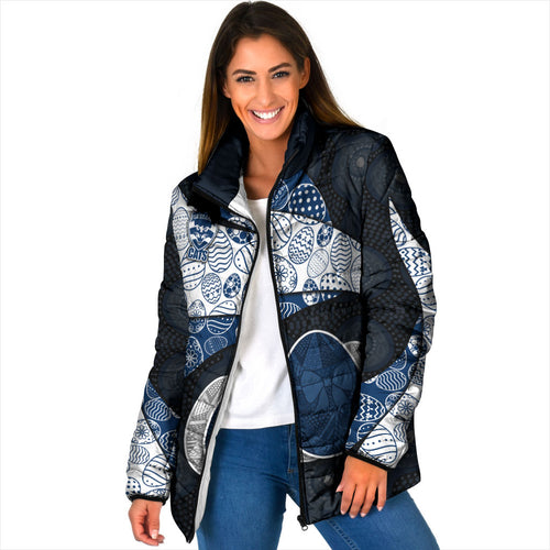 Personalized Geelong Cats Football Padded Jacket Easter Egg Pattern Blue Monochrome Tribal Dot Style