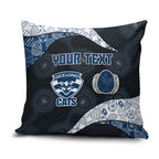 Personalized Geelong Cats Football Pillow Cover Easter Egg Pattern Blue Monochrome Tribal Dot Style