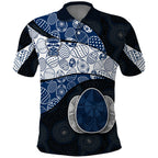Personalized Geelong Cats Football Polo Shirt Easter Egg Pattern Blue Monochrome Tribal Dot Style